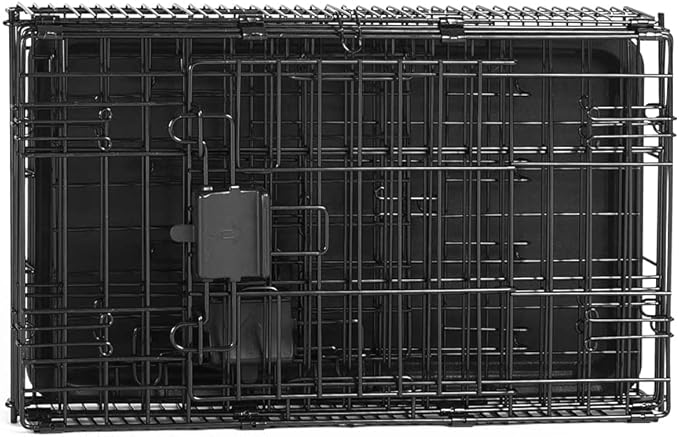 Amazon Basics - Durable,Foldable Metal Wire Dog Crate with Tray, Double Door, Divider, 22 x 13 x 16 in, Black
