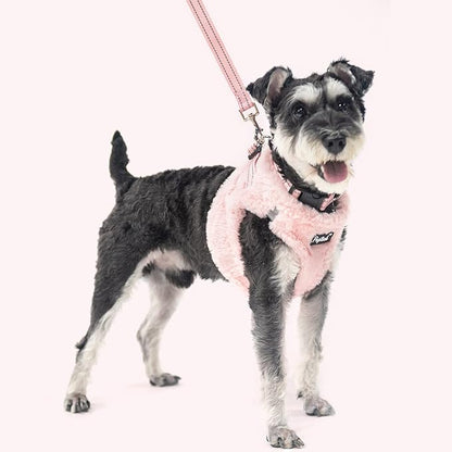 PUPTECK Adjustable Dog Harness Collar and Leash Set Step in No Pull Pet Harness for Small Medium Dogs Puppy and Cats Outdoor Walking Running, Soft Mesh Padded Reflective Vest Harnesses, Plush Pink M