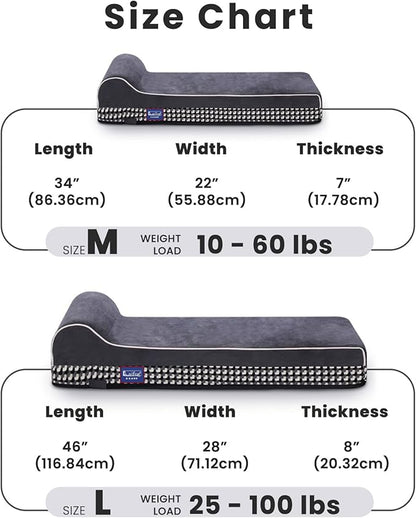 Laifug Orthopedic Memory Foam Extra Large Dog Bed with Pillow and Durable Water Proof Liner & Removable Washable Cover & Smart Design (Large (46"x28"x8"), Black and White Plaid)