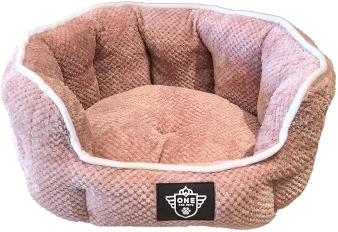 One for Pets Snuggle Pet Bed,Dog Bed, Cat Bed, Removable Washable Octagon Cuddle Bed,Anti Anxiety (Pink, Small (18 inch))