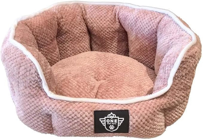 One for Pets Snuggle Pet Bed,Dog Bed, Cat Bed, Removable Washable Octagon Cuddle Bed,Anti Anxiety (Pink, Medium (22.5 Inch))