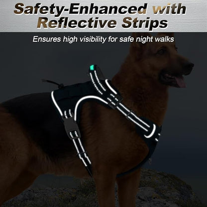 BARKBAY Service Dog Vest Tactical Dog Harness Medium Large Sized Dog Tags Personalized No Pull Adjustable Harness Reflective Working Training Easy Control Military Molle System(Legion Blue,XL)