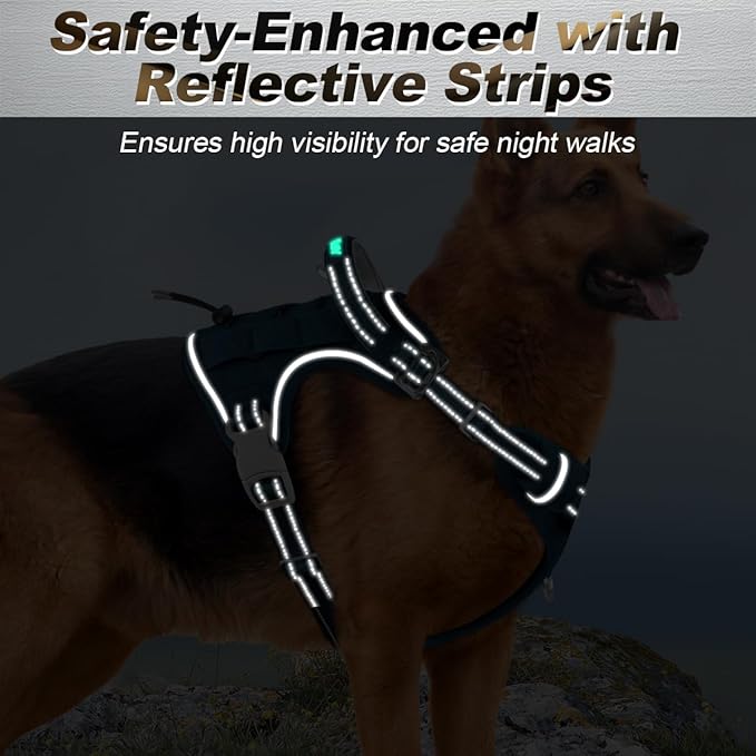 BARKBAY Service Dog Vest Tactical Dog Harness Medium Large Sized Dog Tags Personalized No Pull Adjustable Harness Reflective Working Training Easy Control Military Molle System(Legion Blue,L)