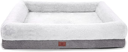WINDRACING Orthopedic Dog Bed for Large Dogs, Bolster Sides Dogs Sofa Bed with Removable Washable Cover & Non-Skid Bottom, Soft Pet Bed with Egg Foam Dog Couch for Sleeping, 40 x 28 Inch, Gray