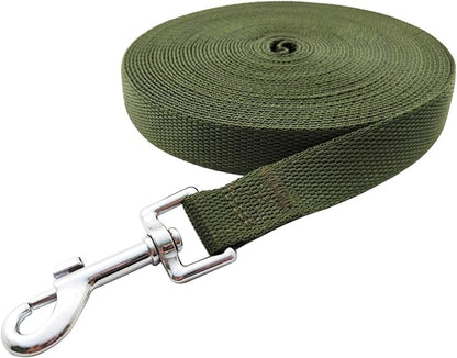 Nylon Training Dog Leash for Small Medium Large Dogs, 15ft 20ft 30ft 50ft Long Leash Dog/Puppy Lead for Obedience Recall Training, Camping (20ft, Green)