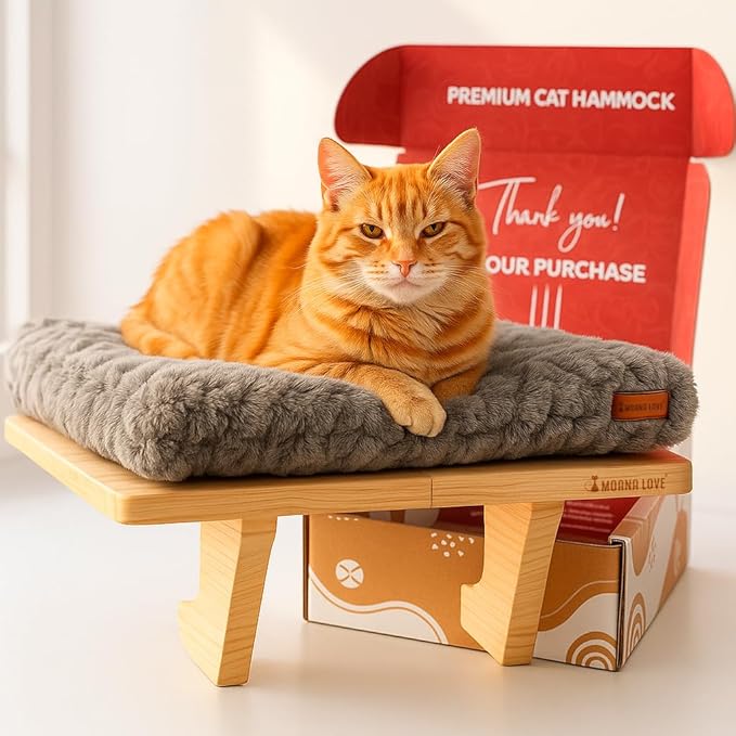 Moana Love Cat Window Bed - Cozy Window Perch for Cats Inside - Stylish Cat Furniture with Soft Cushion, Perfect Kitten Bed & Cama para Gatos for Sunbathing, Hamaca para Gatos