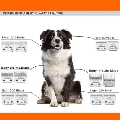 3PCS 30 Blades Dog Grooming Clipper Blades Compatible with Andis Pet Clipper/Oster A5/Wahl KM Series Dog Clipper,Ceramic Blade & Stainless Steel Blade