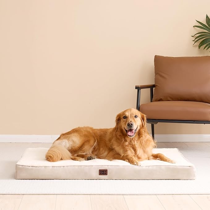 EHEYCIGA Orthopedic Dog Beds for Large Dogs with Removable Washable Cover, Camel, 36x27