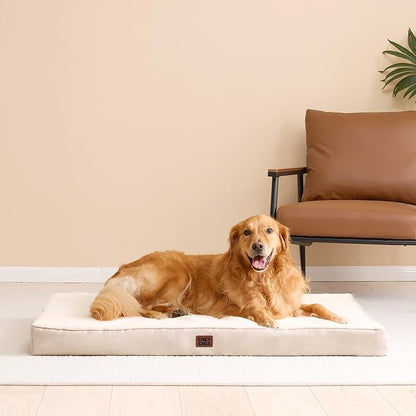 EHEYCIGA Orthopedic Dog Beds for Large Dogs with Removable Washable Cover, Camel, 36x27