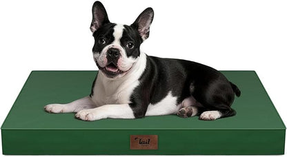 Tail Stories Outdoor Dog Bed for Small Dogs, Waterproof Dog Crate Bed for Medium Dogs Cats, Orthopedic Egg Crate Foam Pet Bed with Washable Removable Oxford Cover, Dark Green