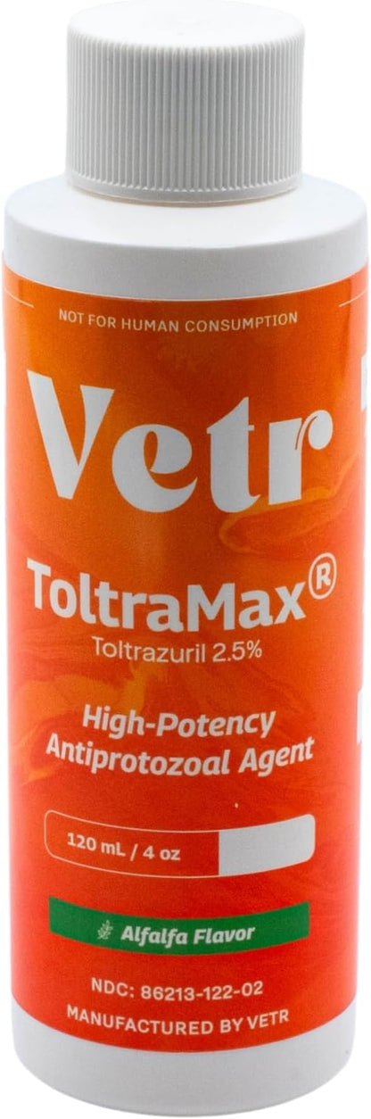 ToltraMax Toltrazuril 2.5% for Horses, Dogs, Cats, 120mL/4 Ounce, for Non-Food Chain Animals, Alfalfa
