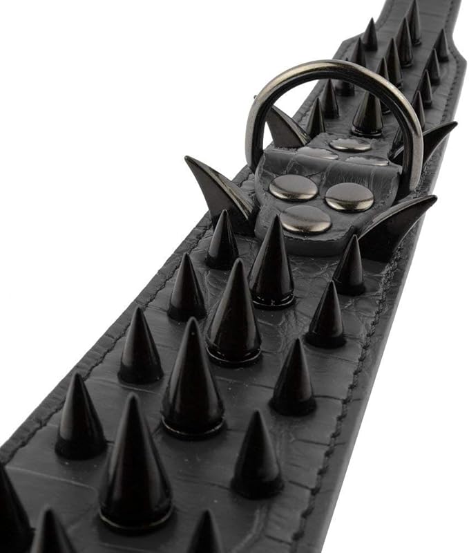 Serijoars Spiked Studded Dog Collar, PU Leather Dog Collar, Adjustable Pet Collars for Medium or Large Breed Pet (S, Black3)