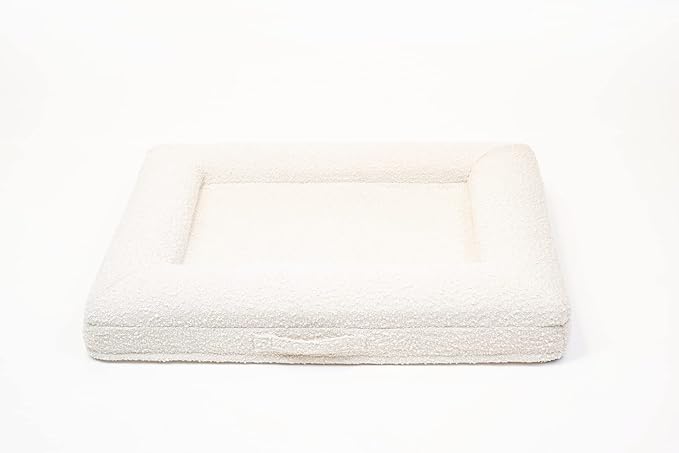 Bluewater Dog Luxury Boucle Orthopedic Memory Foam Dog Bed with Waterproof Liner and Machine Washable Cover with YKK Zippers (Medium 37" L x 30" W x 6" Th, Cloud)