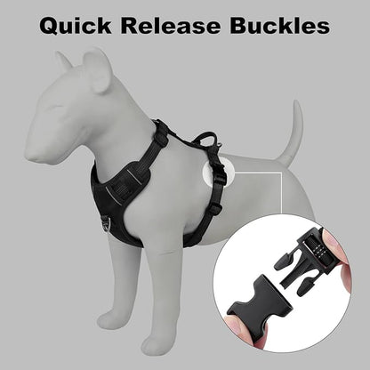 Plutus Pet No Pull Dog Harness, Reflective Adjustable Dog Vest Harness with Handle, Escape Proof, Soft Padded for Small Medium Large Dogs (Black, L)