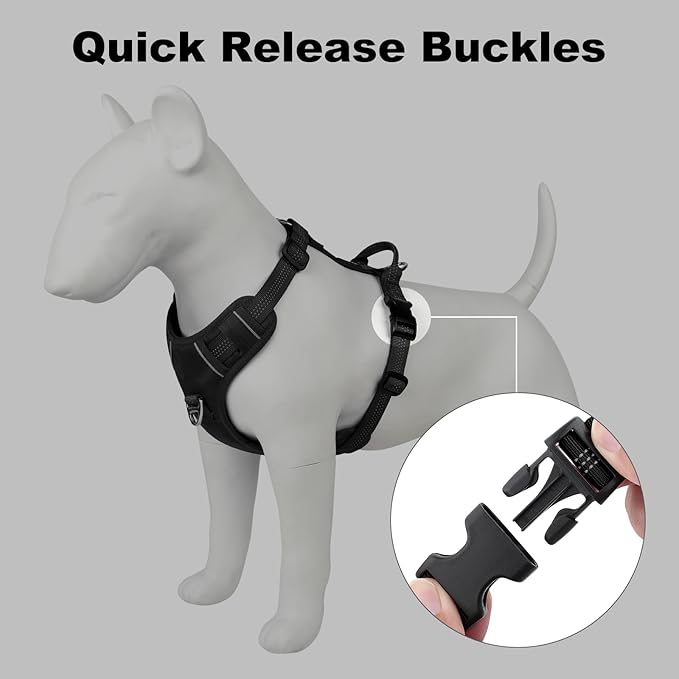 Plutus Pet No Pull Dog Harness, Reflective Adjustable Dog Vest Harness with Handle, Escape Proof, Soft Padded for Small Medium Large Dogs (Black, XL)