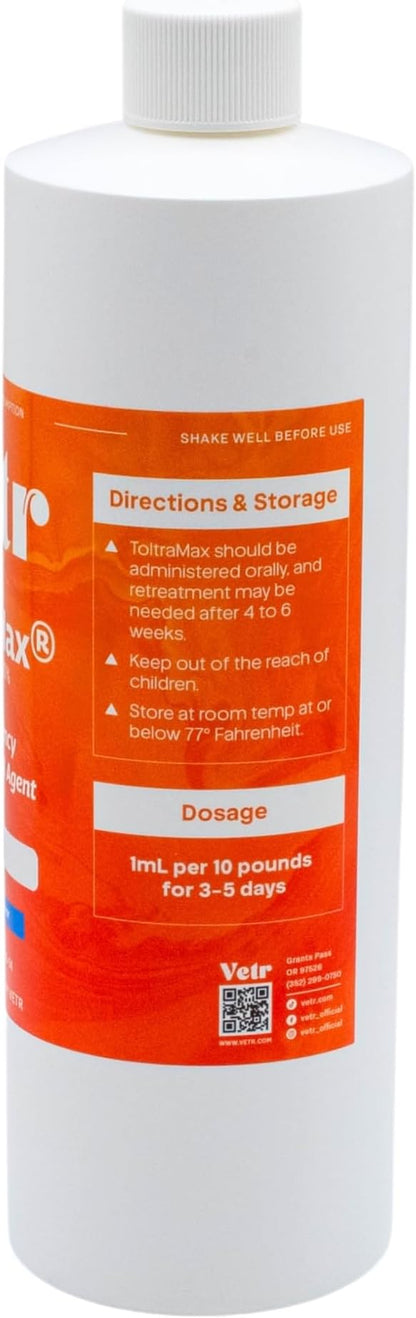 ToltraMax Toltrazuril 10.0% for Horses, Dogs, Cats, 500mL/16.9 Ounce, for Non-Food Chain Animals, Chicken