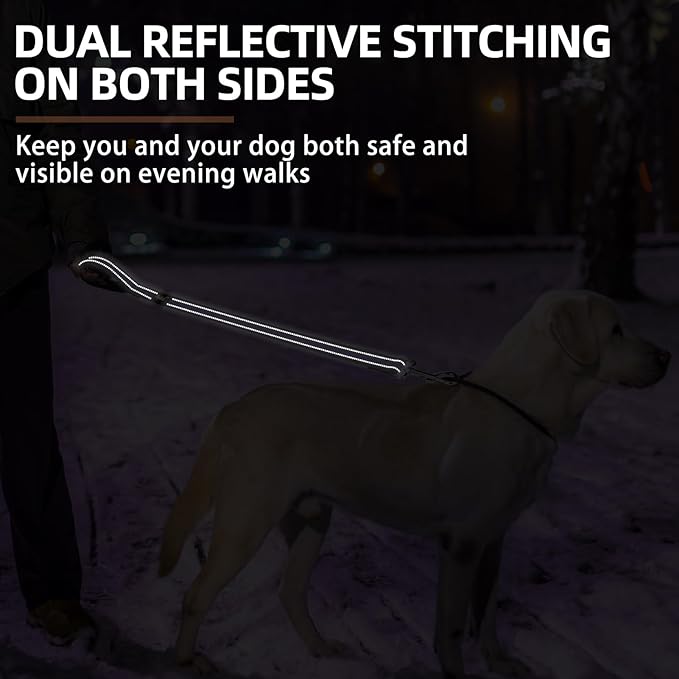 PUPTECK Reflective Short Dog Leashes - 3 Packs 2.5ft/ 1.5ft/ 1ft Nylon Leash with Strong Clip, Soft Padded Handle, Durable Training Leash for Large Small Medium Dogs Walking Outside, Purple