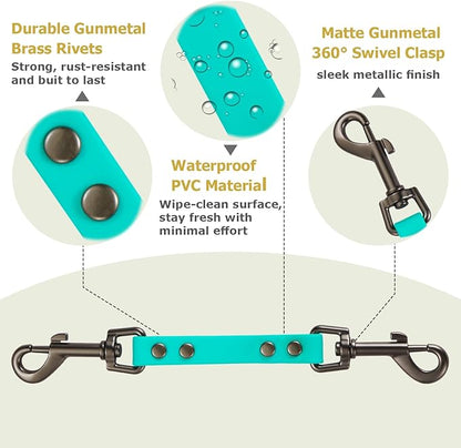 Dog Safety Collar Clip – Waterproof Backup Connector with Dual Hooks for Harness and Collar | Leash Safety Attachment for Training & Walking (Green, 9 inch)