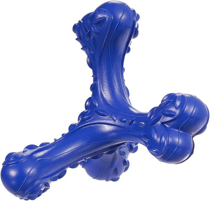 CVALIN Dog Chew Toys for Aggressive Chewers Large Breed,Indestructible Bones Toy，Durable Cleaning Toothbrush Natural Rubber Dog Toys… (Deep Blue)