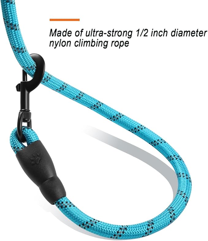 BARKBAY Dog Leashes for Large Dogs Heavy Duty Dog Leash 4/5/6 FT with Comfortable Padded Handle and Highly Reflective Threads for Medium Large Dogs Walking Training Running (4FT-1/2'',Blue)
