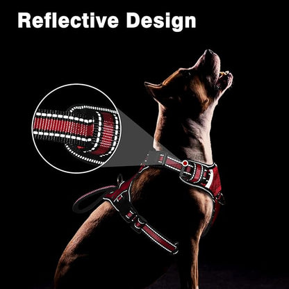 WINSEE Service Dog Vest No Pull Dog Harness with 7 Dog Patches, Reflective Pet Harness with Durable Soft Padded Handle for Training Small, Medium, Large, and Extra-Large Dogs