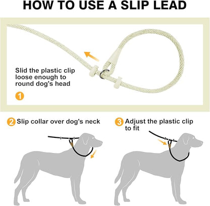 Lynxking Dog Leash Slip Lead Reflective Breathable Rope Comfortable Strong No Pull Slip On Pet Training Lead for Dogs