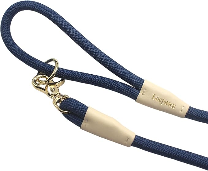 Lobster Snap Pet Leash 5FT, Special Strong Nylon Rope Dog Leash, Solid Color Rope Dog Lead for All Breed (Navy Blue, 5ft*10mm
