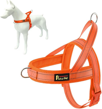 Plutus Pet No Pull Dog Harness with Breathable Mesh Padded, Adjustable Reflective Escape Proof Dog Harness, Quick Fit Dog Vest Harness for Small Medium Large Dogs(M, Orange)