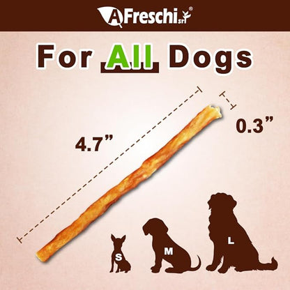 A Freschi srl Turkey Tendons for Dogs, USA-Sourced, Healthy Dog Treats, Rawhide-Free Puppy Chews, All Natural, Hypoallergenic Dog Treats, Thin Sticks, 3.5 oz Pack
