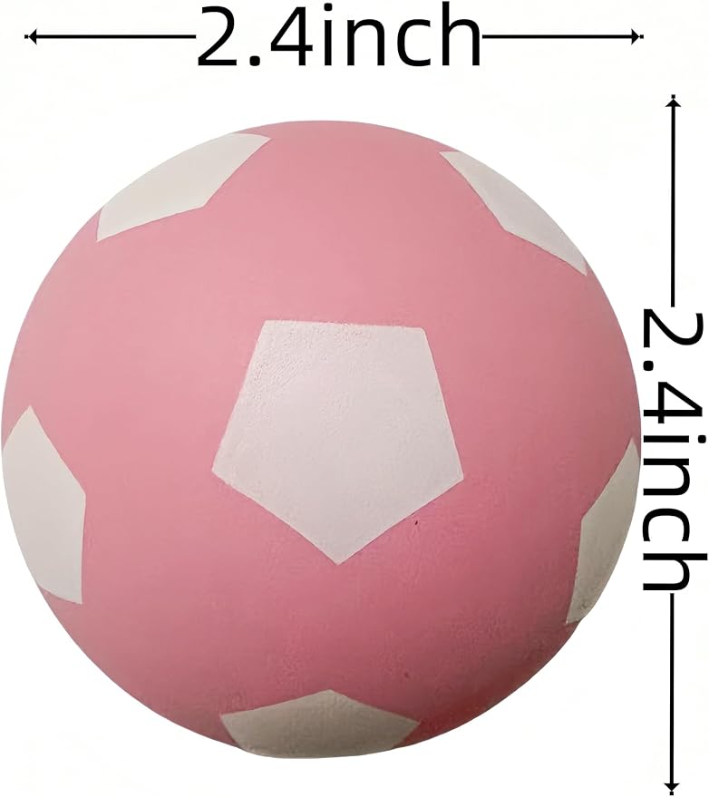 VisnzvLux 4 Pack Squeaky Balls for Dogs, 2.4 Inch Eco-Friendly Rubber Dog Squeaky Toy, Colorful Football Pattern Squeaky Toys for Dogs (Orange, Green, Pink, Light Blue)