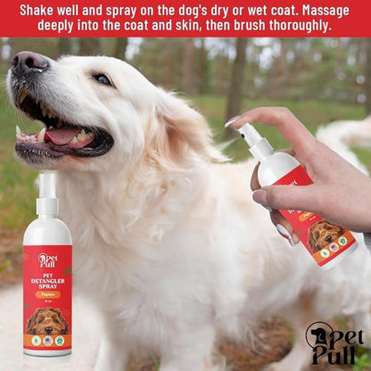 Detangler Spray - Dog Grooming Puppy Detangler Spray to Comb Through Knots, Mats, and Tangles - Detangling Spay for Dogs Pet Papaya Scent - Made in The USA (16 Oz)