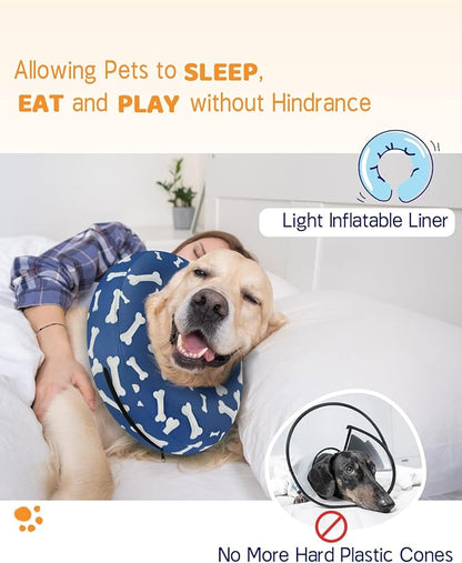 Supet Inflatable Dog Cone Alternative After Surgery - Neck Donut Recovery E-Collar for Neuter - Soft Cone for Small, Medium, Large Dogs