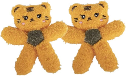 Gavpepy Cat Toys with Catnip Kitten Chew Bite Supplies Boredom Relief Fluffy Kitty Teeth Cleaning Chewing Cat Lovers Interactive Plush Gift (Tiger&Tiger)