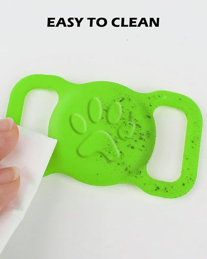 Dynmeow Dog Cat Collar Holder Compatible with Airtag, Anti-Lost Silcione Holder for 3/4-1" inch Wide Collar, Green, M(1 Pack)