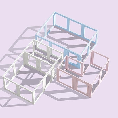LoveTail DIY Clear Acrylic Dog Playpen House,Quick Easy Assembly and Disassembly,Strong Floor Suction,Indoor and Outdoor Use,Easy Cleansing Puppy Fence (Sky Blue, 23.6" H, 2PCS)