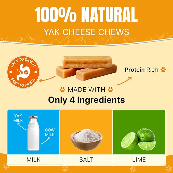 Tibetan Dog Chew 2 lb Yak Cheese Sticks Natural Handmade Treats for Extra Large Dogs, LongLasting and Easy to Digest with No Additives, Rawhide, Grains, or Gluten, Perfect for Aggressive Chewers, Bulk