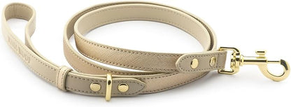 Nina Woof Rio Vegan Leather Dog Leash (4ft) Padded Luxury Lead - Compatible with Collars (Gold)