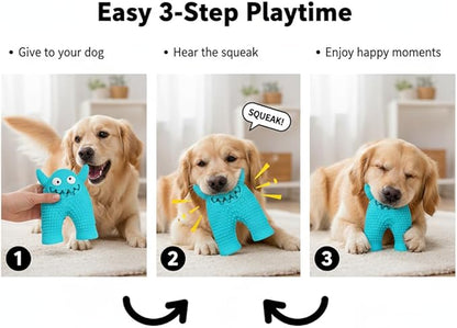 LOS ANDES Squeaky Dog Toys for Medium Small Dogs, Cute Monster Pet Toy, Silicone Toy with Interactive Squeaker to Kill Boring Time