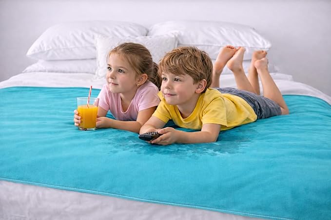 Premium Deluxe 100% Waterproof Blanket Guarantees to Keep Your Bed Dry! Crinkle-Free Ultra-Soft Fleece Furniture Protector for People Kids Pets. EZ Wash/Dry Purple/Blue Reversible 80x60
