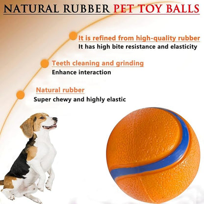 FCCUM Dog Toy Ball,Rubber Sound-Producing Toy Ball, with a Groove Design That is Resistant to Bites, Has a High Bounce, Dog Training Interactive Pet Toy, Relieving Pet Anxiety,Pack of 2