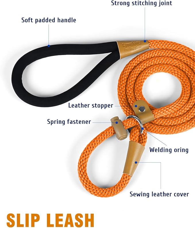 lynxking Dog Leash Slip Lead 5 6 8 FT Dog Training Leash Strong Heavy Duty Braided No Pull Training Lead Leashes for Small Medium Large Dogs