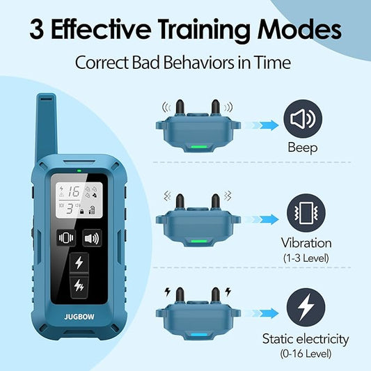 Jugbow Dog Training Collar for 3 Dogs- 4200FT Training Collars with Remote for 5-120 lb Large Medium Small Dogs, Rechargeable Waterproof IPX8 E Collars for Dogs