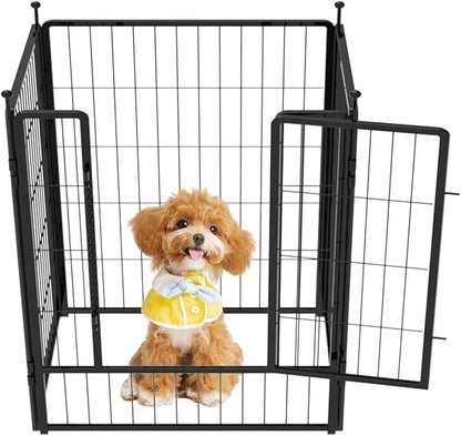 PETREEK Dog Playpen 36 inch 4 Panels for Indoor & Outdoor Use – Heavy-Duty Metal Pet Fence with Ground Stakes, Rounded Ball Tops for Safety, Stable & Foldable Design, Easy to Assemble