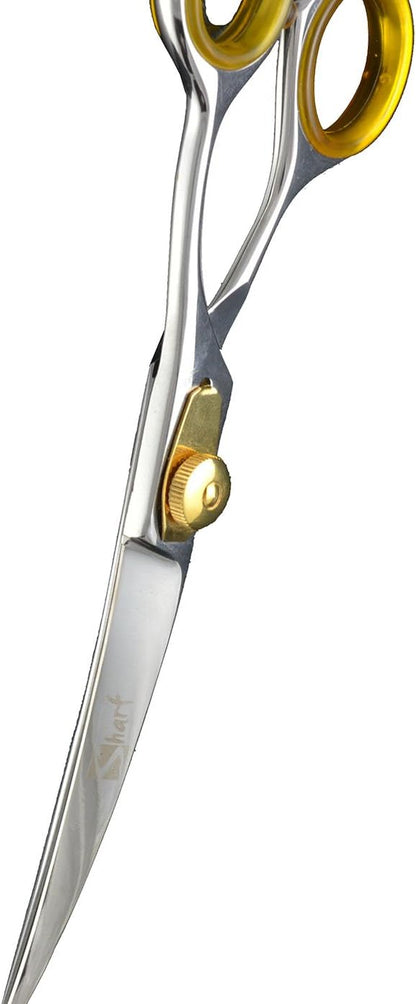 Sharf Gold Touch Pet Grooming Shear, 8.5 Inc Grooming Shear, 8.5 Inch Dog Grooming Curved Scissors for Dogs, 440 Japanese Steel Curved Shears