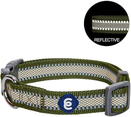 Blueberry Pet Essentials Matching Large Dog Collar | Adjustable Classic Solid Color Nylon Dog Collars for Large Dogs | Reflective Dark Olive Dog Collar for Large Dogs