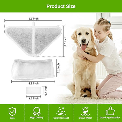 12 Pack Replacement Filters for 230oz Dog Water Fountain, Water Fountain Filter Replacement for 5 Layers Filtration System 7L Pet Fountain,12 Filters+12 Sponges+12 Mesh Bags for 1.8GAL Dog Water Bowl