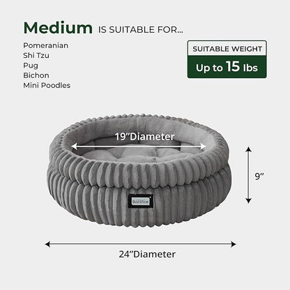 BALANCE Cat Bed Kitten Bed, Washable Round Cat Beds for Indoor Cats,Super Soft Plush Faux Fur Pet Bed for Puppy and Kitten with Anti-Slip Bottom