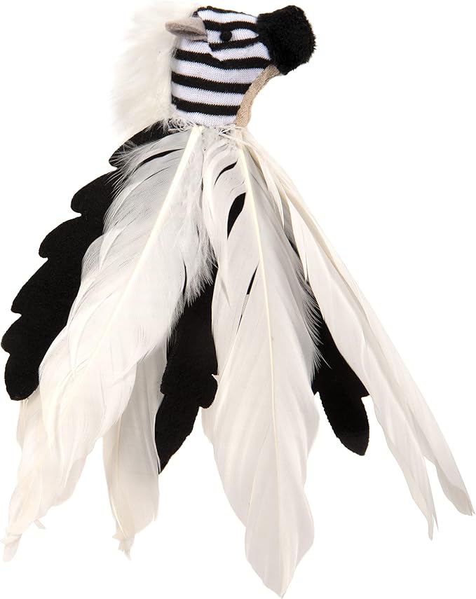 Instincts by SmartyKat HappyNip Zingy Zebra Feathered Toss & Chase Interactive Cat Toy, Contains Catnip & Silvervine - White/Black, One Size