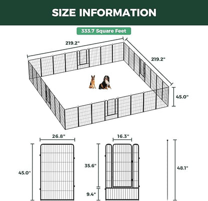 FXW Rollick Unleashed Dog Playpen for Indoor, Yard, RV Camping, 45 inch 32 Panels for Large Dogs, Black│Patented