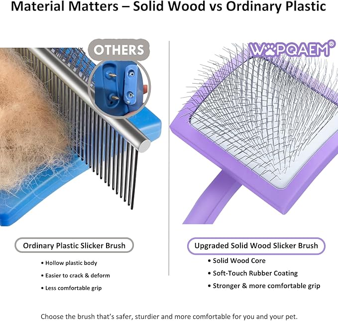 Slicker Brush for Dogs, Large Dog Brush to Long Haired Dogs for Goldendoodles Poodles Doodles Bernedoodles, Long Pin Grooming Kits to Dematting & Reducing Tangles and Fluff, Purple